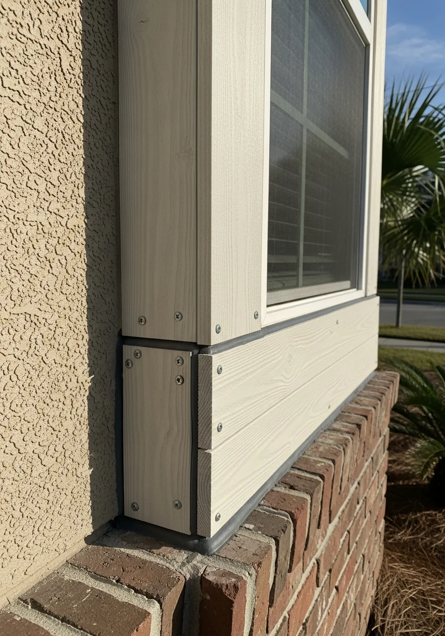 Close-up of exterior detail work on a Jacksonville home, showcasing precision craftsmanship and Florida-grade materials.
