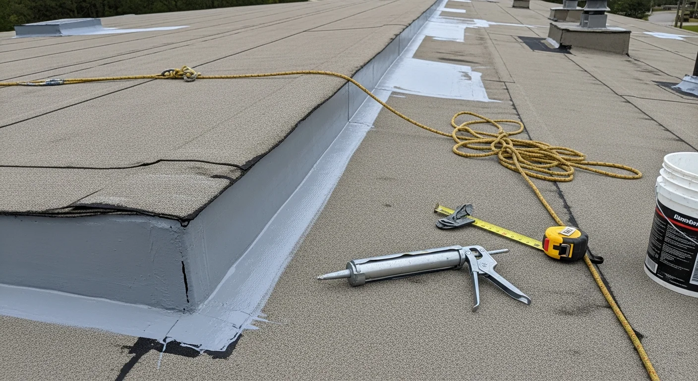 A commercial building exterior in Brunswick, Georgia showing completed general contractor maintenance work including repaired siding and clean drainage lines. The facility reflects upkeep suited to coastal Glynn County conditions.
